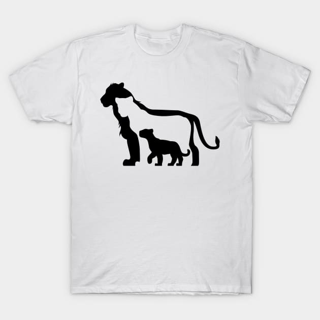 Black and White Lions T-Shirt by SakuraDragon